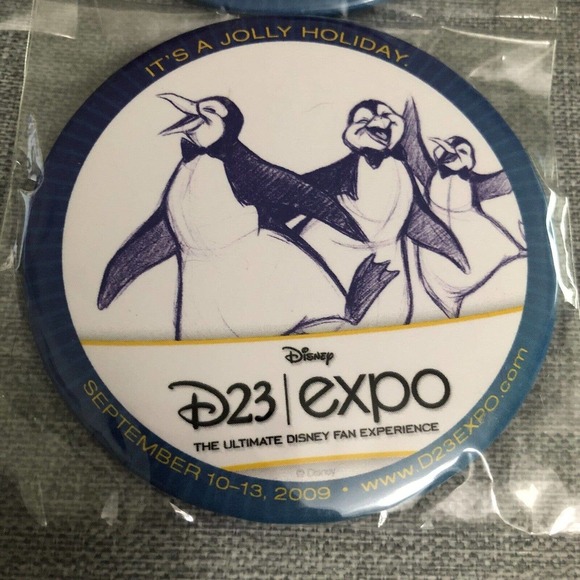 Set Of 7 Disney D23 Expo 2009 Button Pin Badge UNOPENED Complete New Sealed - Picture 2 of 9